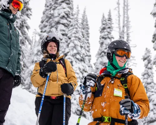Powder King tree skiing deep powder trio